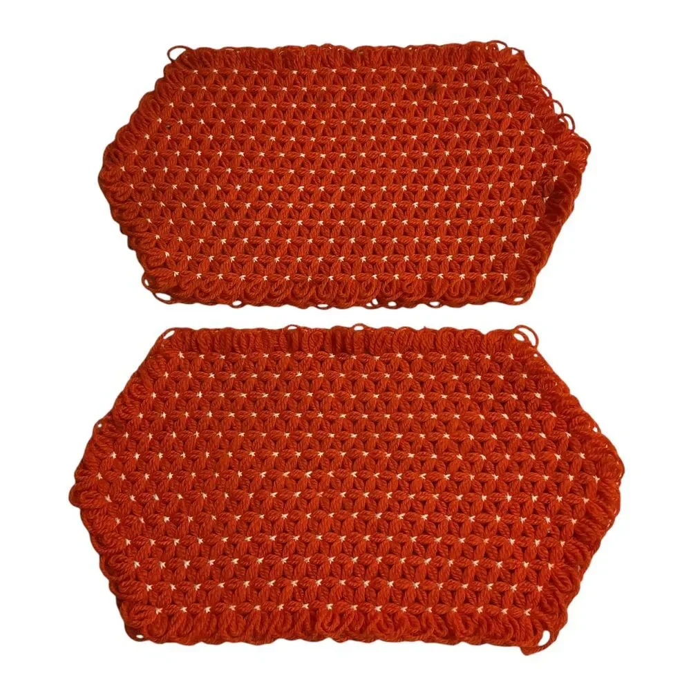 Vintage 70s 2-Piece Placemats Burnt Orange Rustic‎ Farmhouse Table Decor